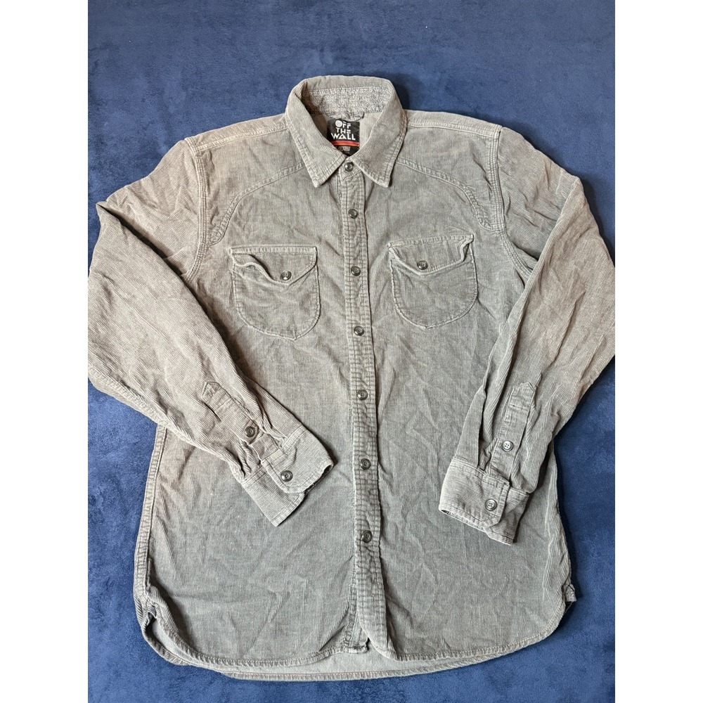 Vans For Joel Tudor Gray Corduroy Western Pearl Snap Button Up Shirt Mens Sz M